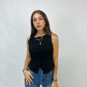 Gilet in punto milano con bottoncini