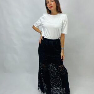 Gonna lunga in pizzo con fodera