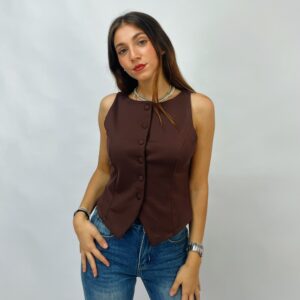 Gilet in punto milano con bottoncini