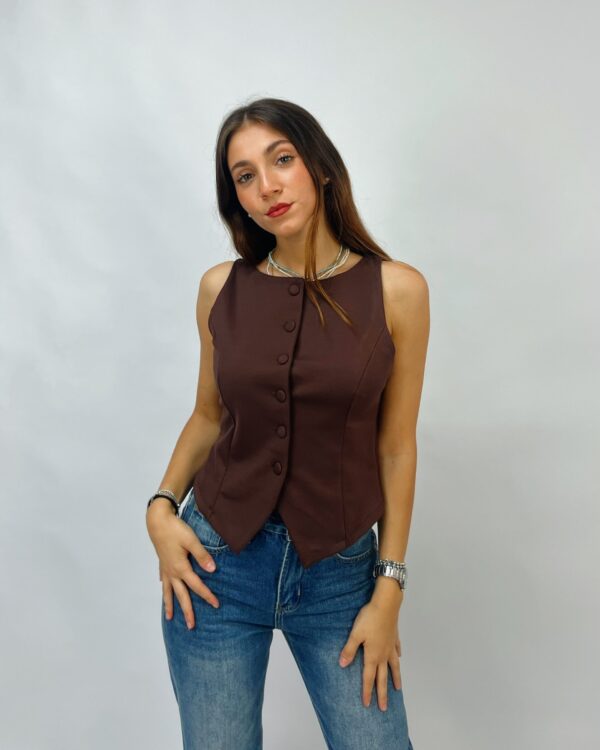 Gilet in punto milano con bottoncini