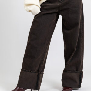 Jeans a palazzo con maxi risvolto in denim