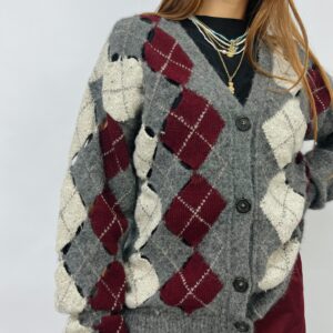 CASHMERE & LANA CAPSULE - Cardigan a rombi con rotture