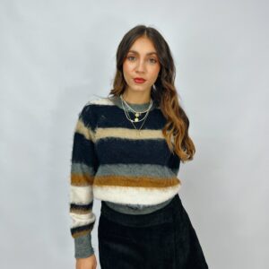 Maglia girocollo rigata misto lana