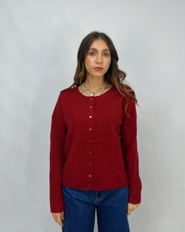 Cardigan con bottoncini dorati misto lana