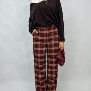 Pantalone a palazzo fantasia check