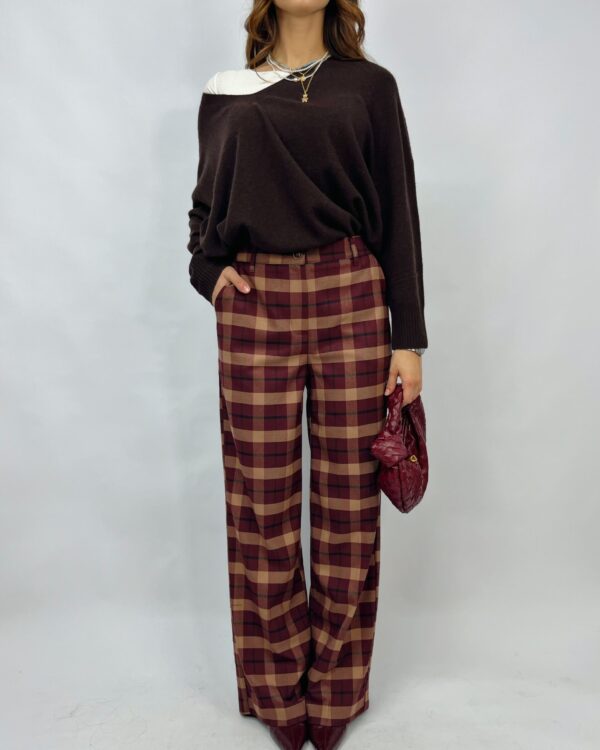 Pantalone a palazzo fantasia check