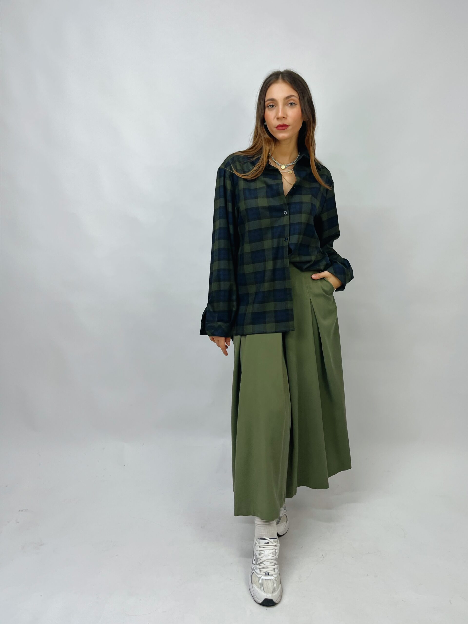 Gonna lunga a pieghe in cotone manopesca