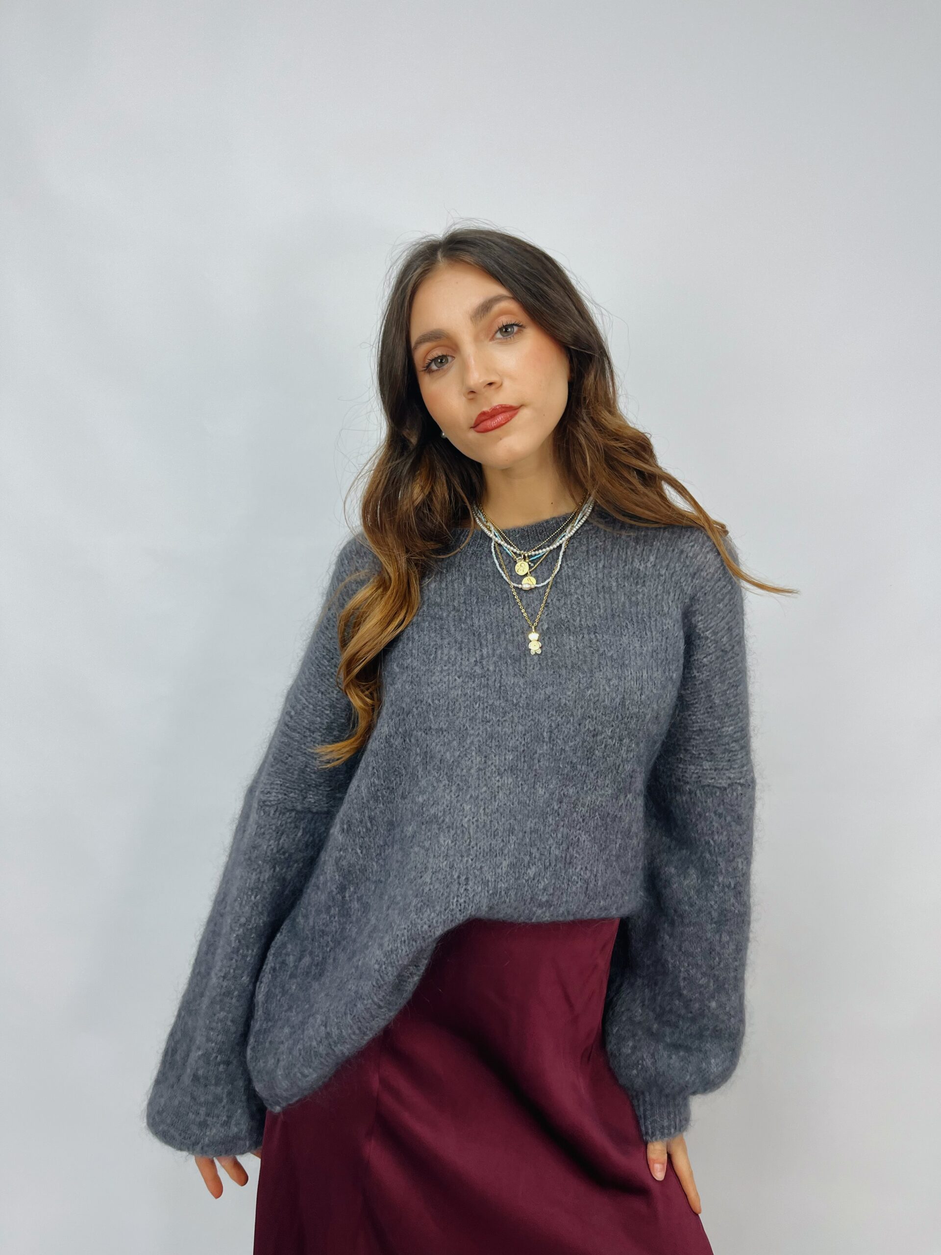 Maglione fit morbido in lana mohair