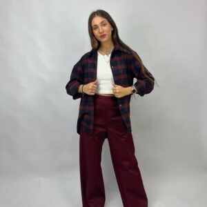 Pantalone palazzo in gabardina di cotone