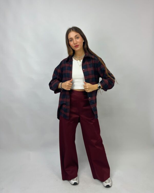 Pantalone palazzo in gabardina di cotone