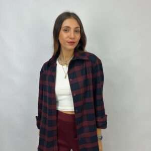 Camicia oversize fluida fantasia check