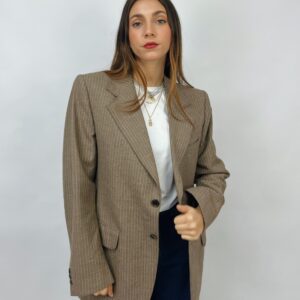 VINTAGE - Giacca sartoriale gessata 100% lana