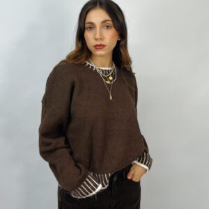 Maglia con polsi e fondo in contrasto