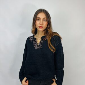 Maglione scollo V con paillettes