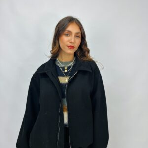 Bomber in panno con fondo arricciato