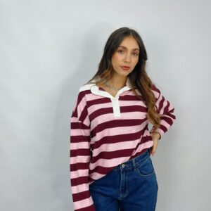 Polo in cotone a righe