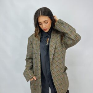 VINTAGE - Giacca sartoriale a quadretti 100% lana
