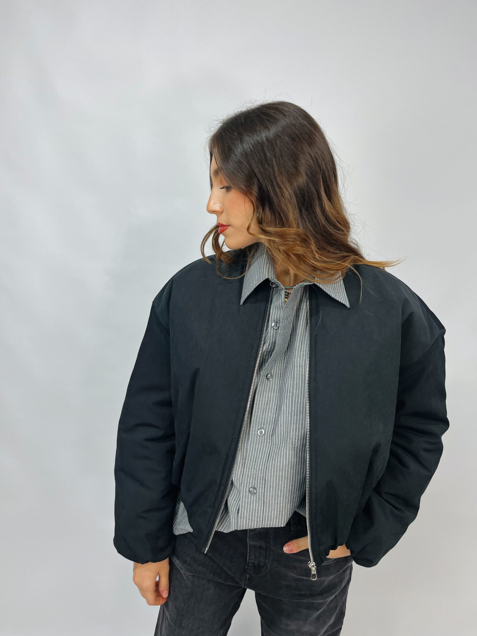 Bomber con interno imbottito e trapuntato