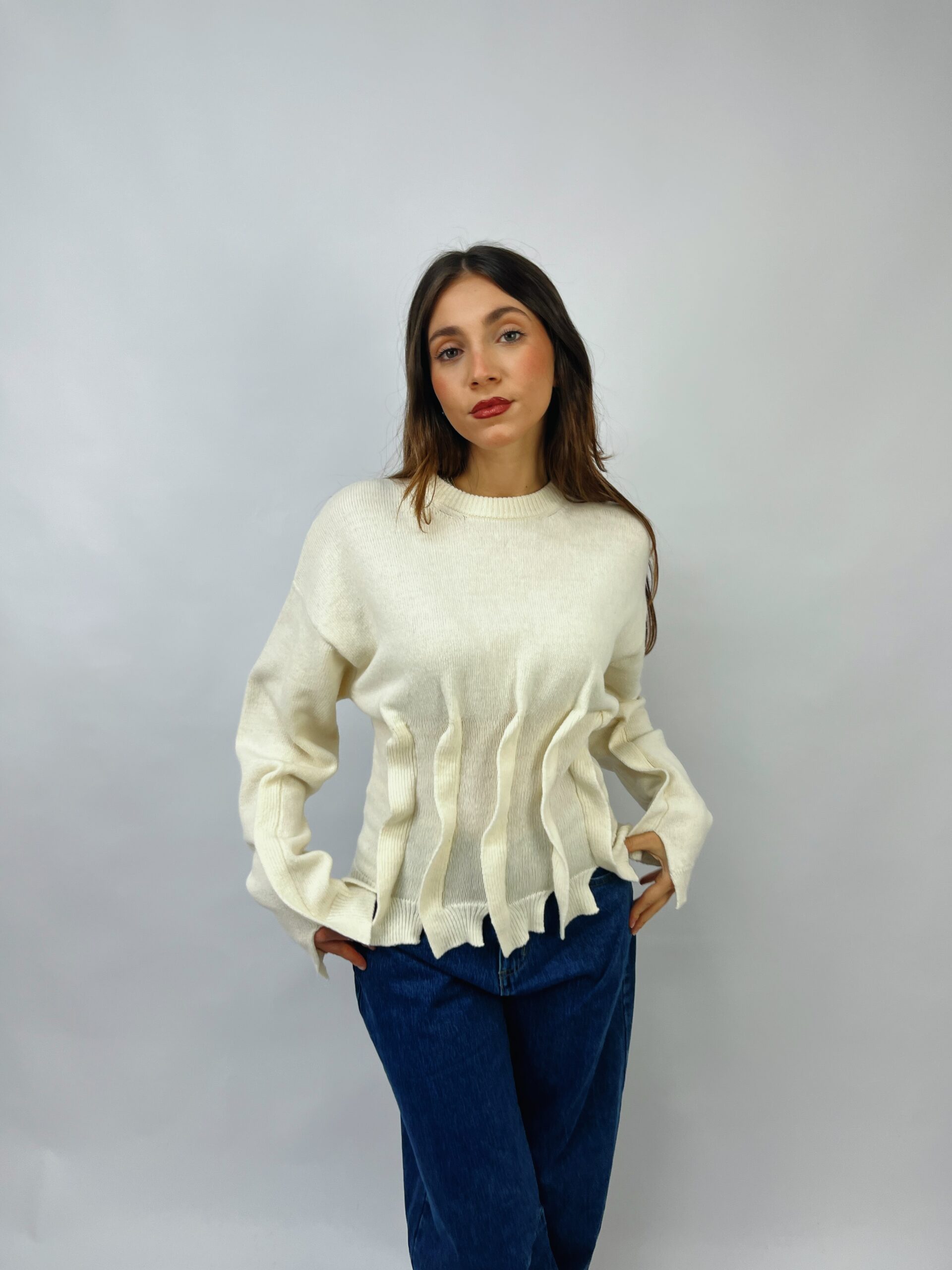 CASHMERE & LANA CAPSULE - Maglia girocollo con rouches - immagine 2