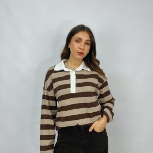 Polo in cotone a righe