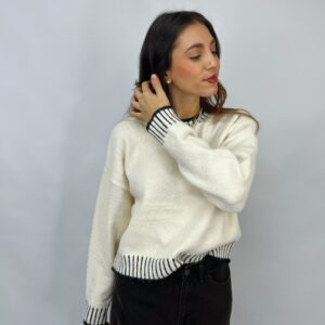 Maglia con polsi e fondo in contrasto