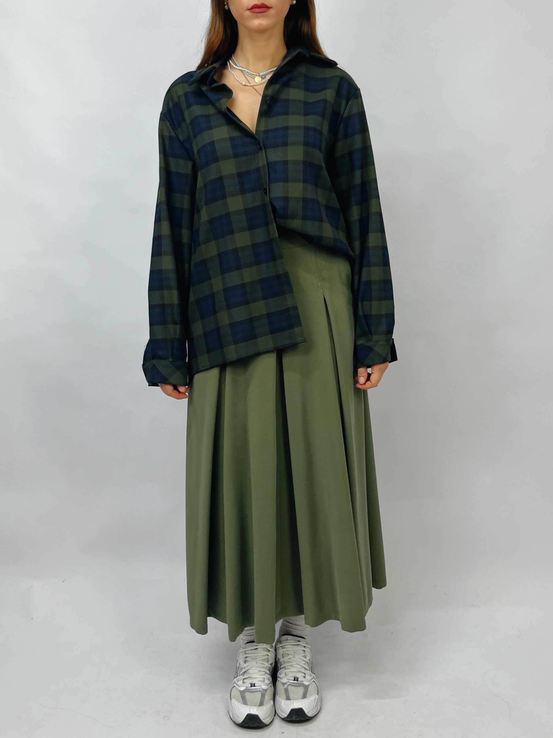 Gonna lunga a pieghe in cotone manopesca - immagine 2