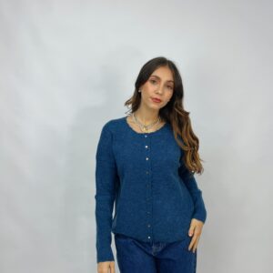 Cardigan con bottoncini dorati misto lana