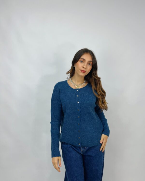 Cardigan con bottoncini dorati misto lana