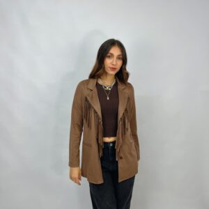 Blazer in suede con frange