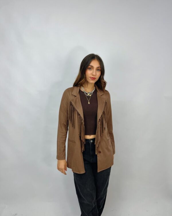Blazer in suede con frange