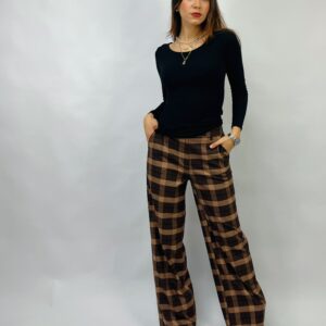 Pantalone a palazzo fantasia check