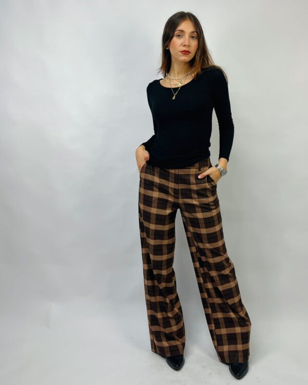 Pantalone a palazzo fantasia check