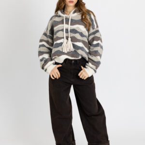 Future Apparel - Maglione a righe con cappuccio in alpaca