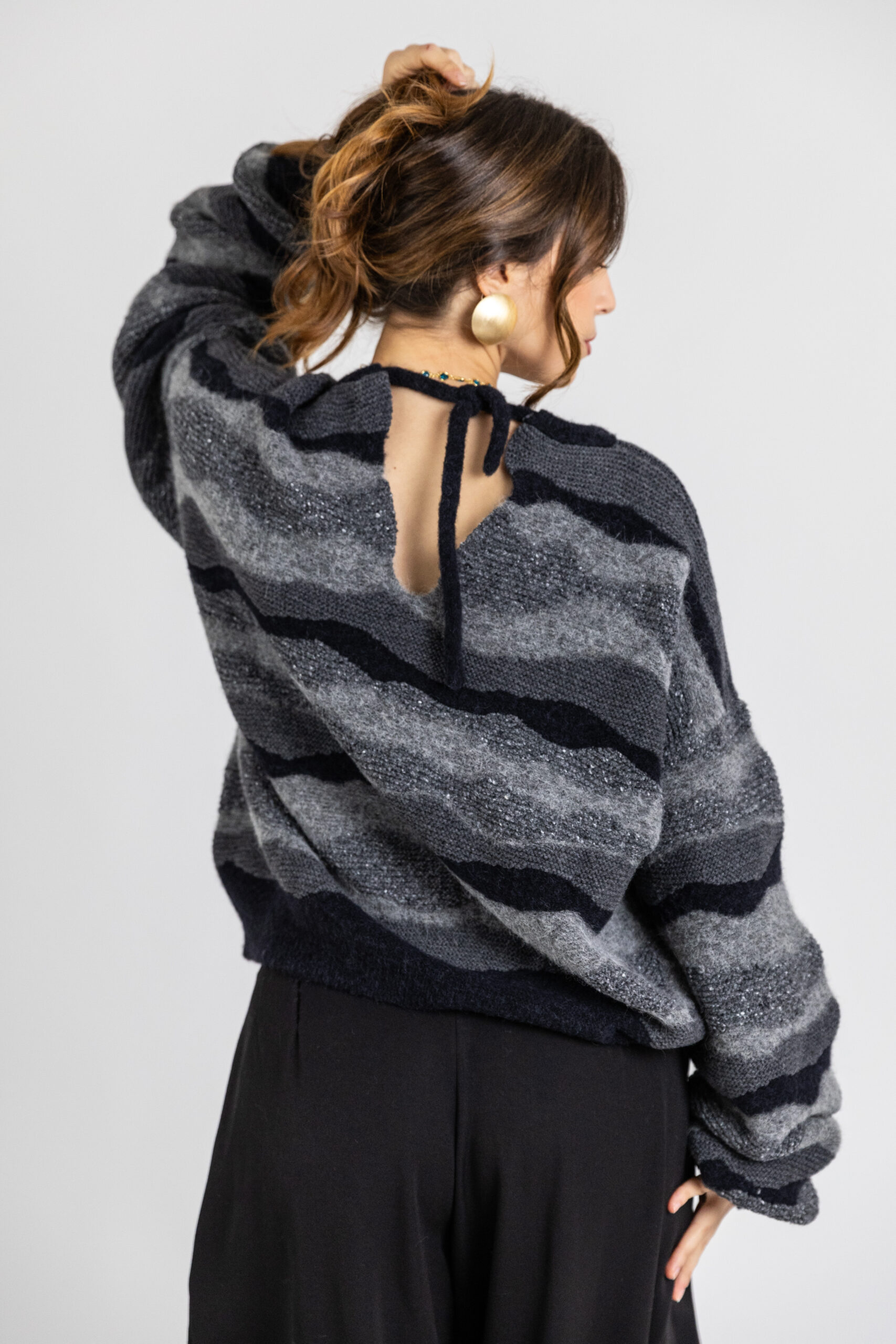 Future Apparel - Maglione a righe con oblò in alpaca - immagine 2