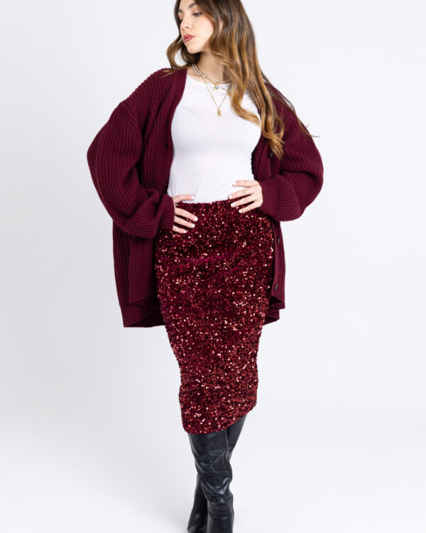 Longuette in paillettes con spacco