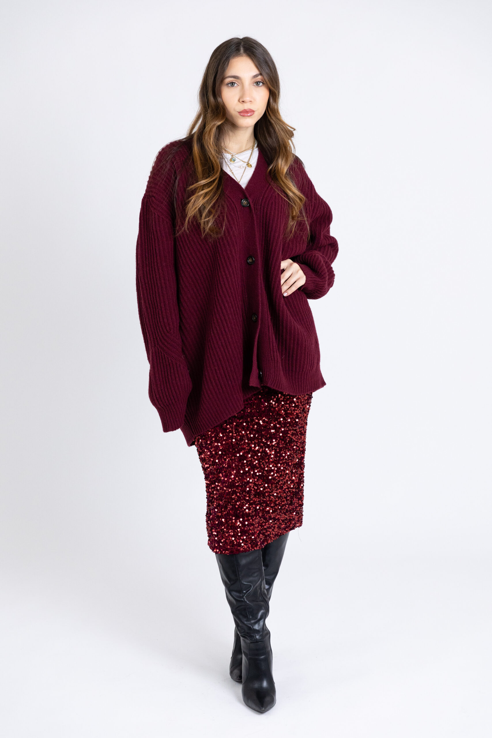 Longuette in paillettes con spacco - immagine 2