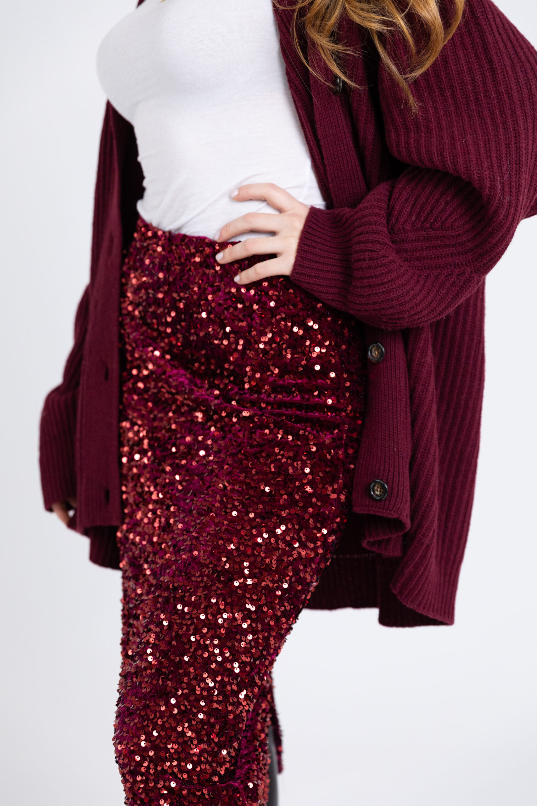 Longuette in paillettes con spacco - immagine 3