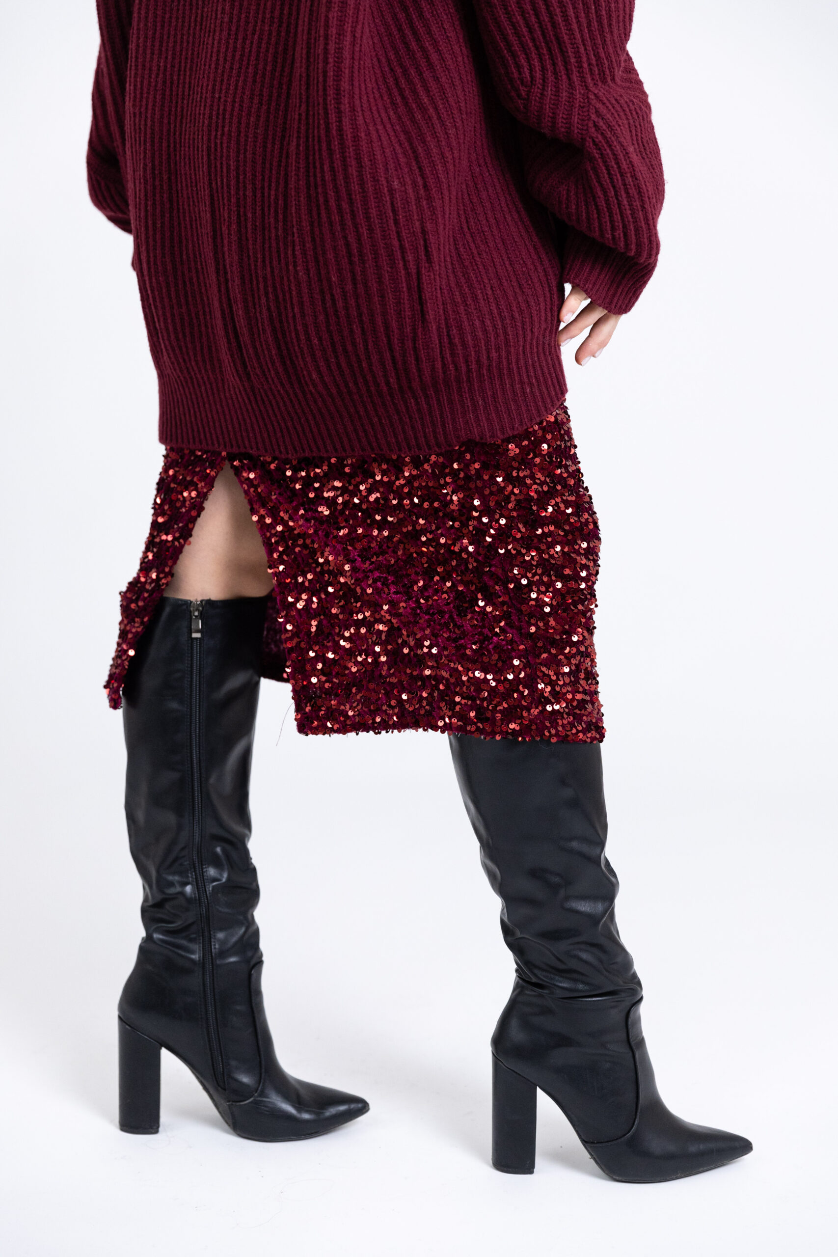 Longuette in paillettes con spacco - immagine 4