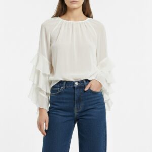 Glamorous - Blusa in voilè con balze