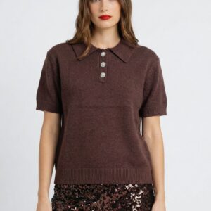 Future Apparel - Polo con bottoni gioiello in lana