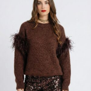 Future Apparel - Maglione in mohair con piume