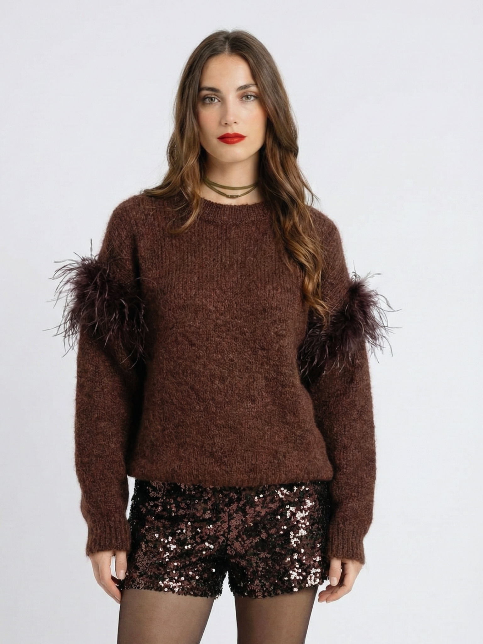 Future Apparel - Maglione in mohair con piume