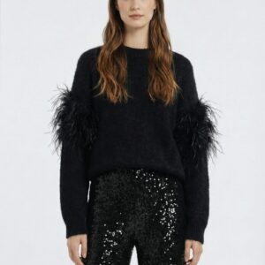 Future Apparel - Maglione in mohair con piume