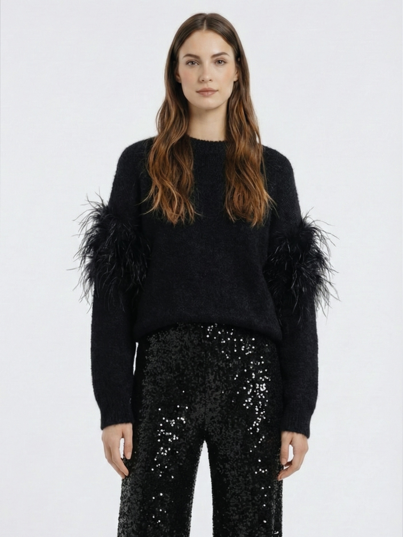 Future Apparel - Maglione in mohair con piume