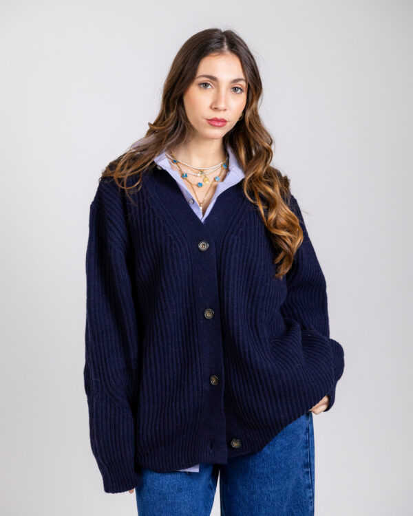 Future Apparel - Cardigan costa inglese oversize in lana