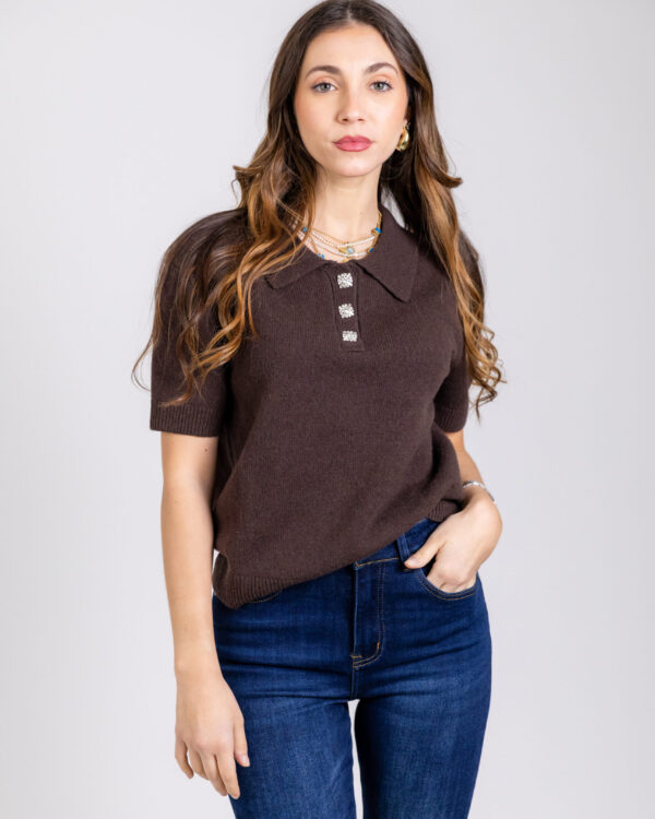 Future Apparel - Polo in lana con bottoni gioiello