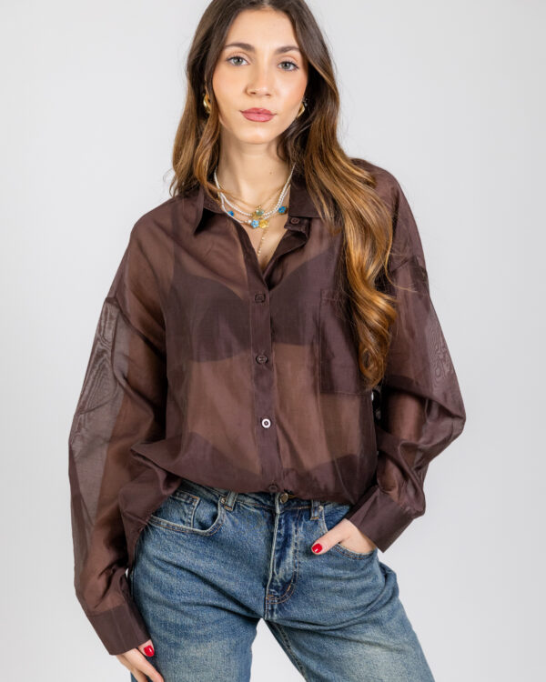 Camicia in voilè trasparente